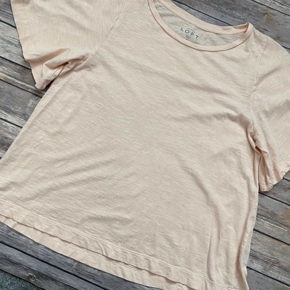 LOFT Light Pink Cotton Short Bell Sleeve Tee - Picture 6 of 12